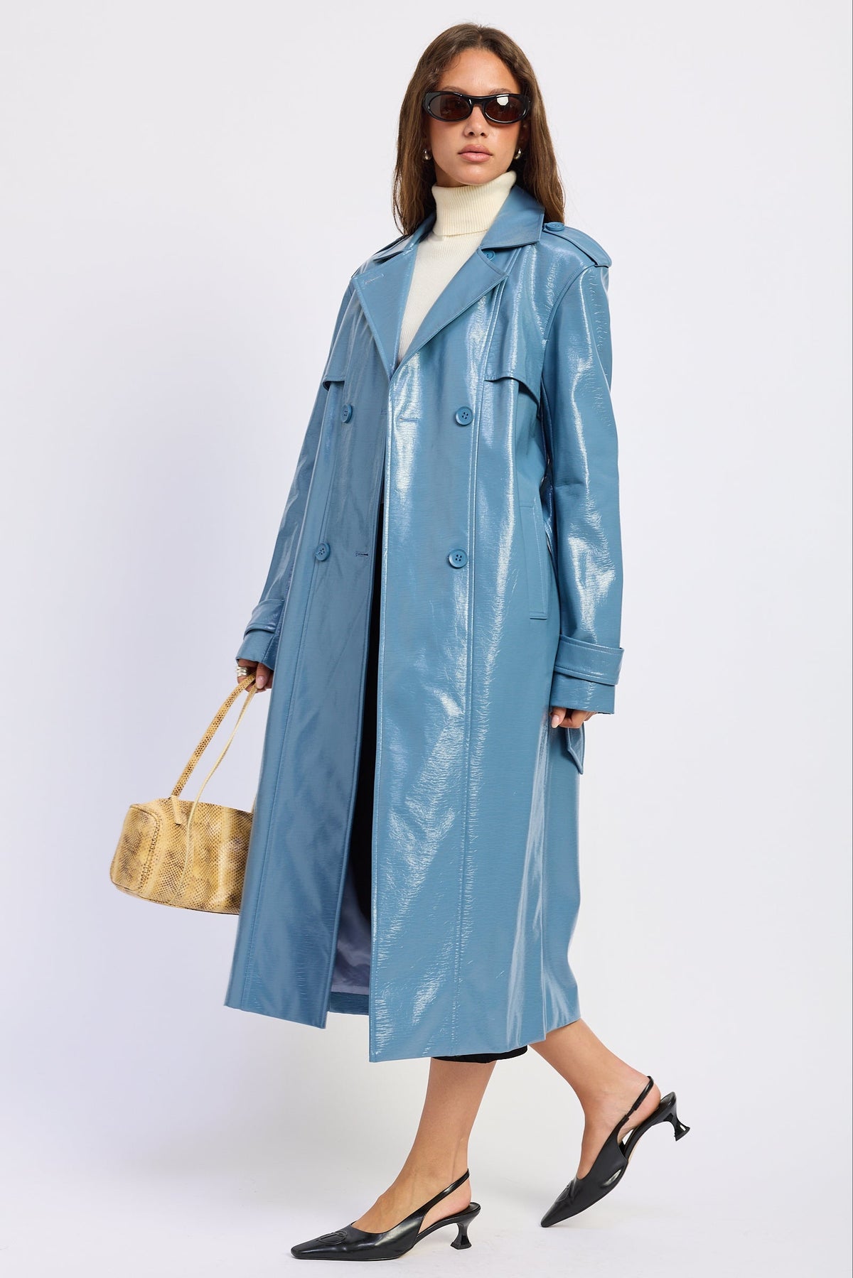Emory Park | Madelyn Faux Leather Trench Coat