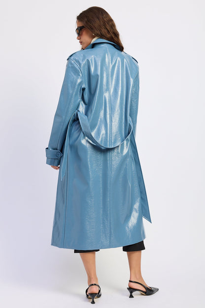 Emory Park | Madelyn Faux Leather Trench Coat